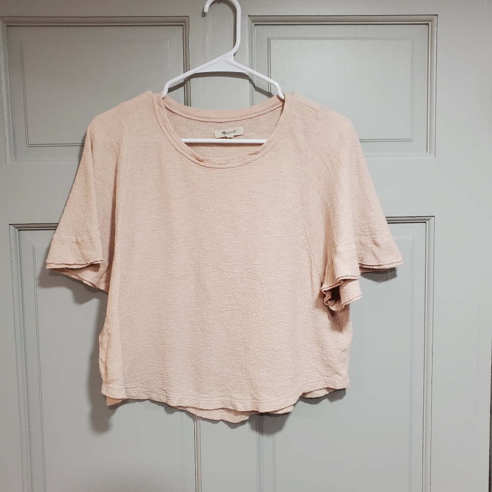Madewell Women's‎ Top Size Small cotton knit flutter sleeve top short sleeve